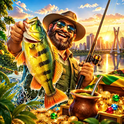 Big Bass Bonanza com pescador e peixe de prêmio