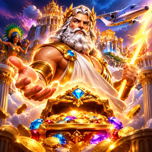 Jogo Gates of Olympus com Zeus lançando multiplicadores